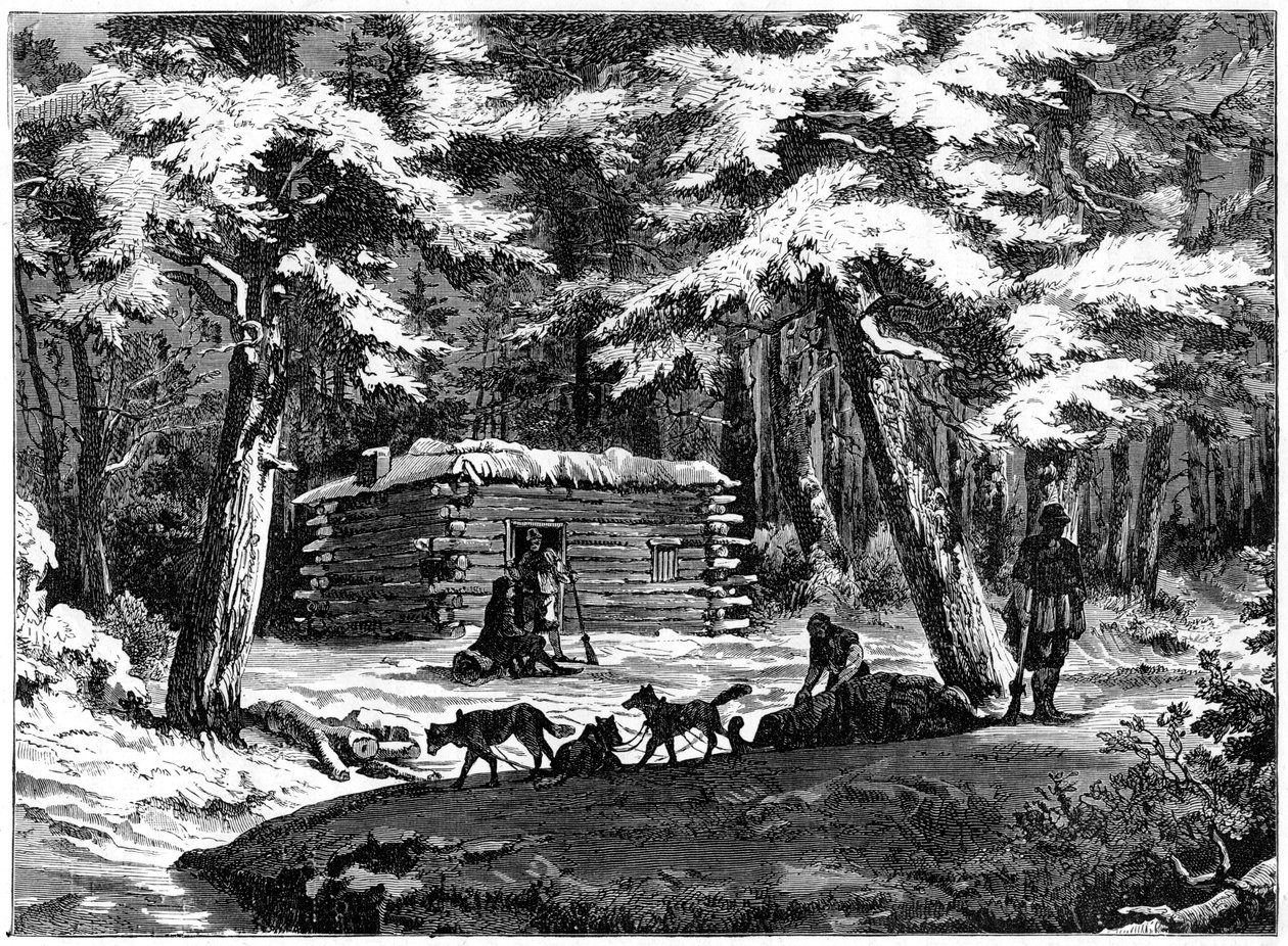 En vinterhytte i Saskatchewan-landet, Canada, 1877 av Unbekannt