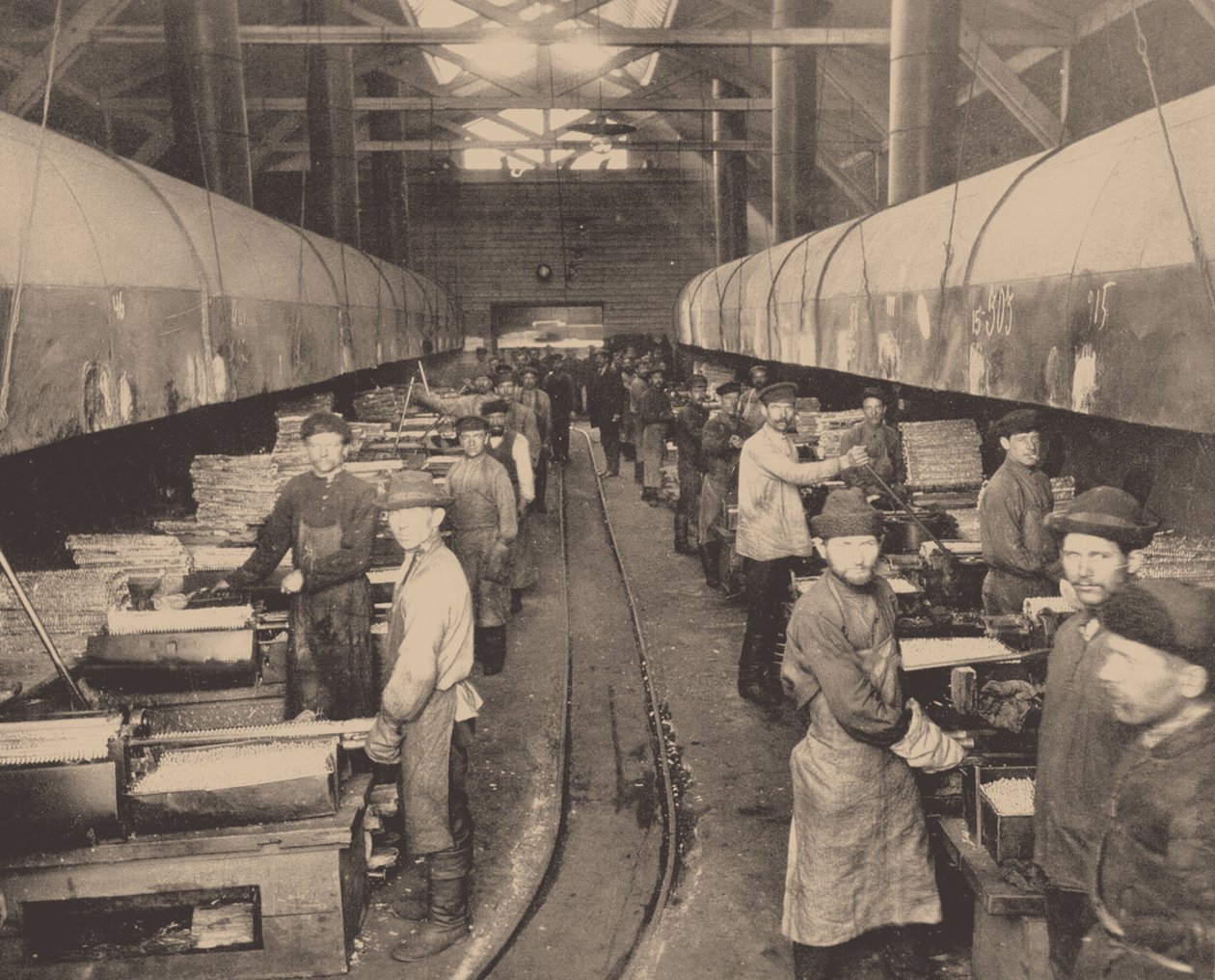 Et verksted fra Putilov-fabrikken, ca. 1914 av Unbekannt