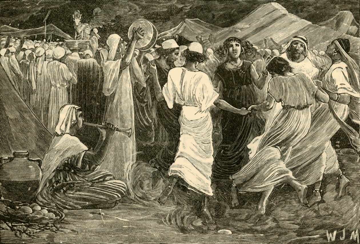 Aaron og isralittene som tilber kalven, 1890. av Unbekannt