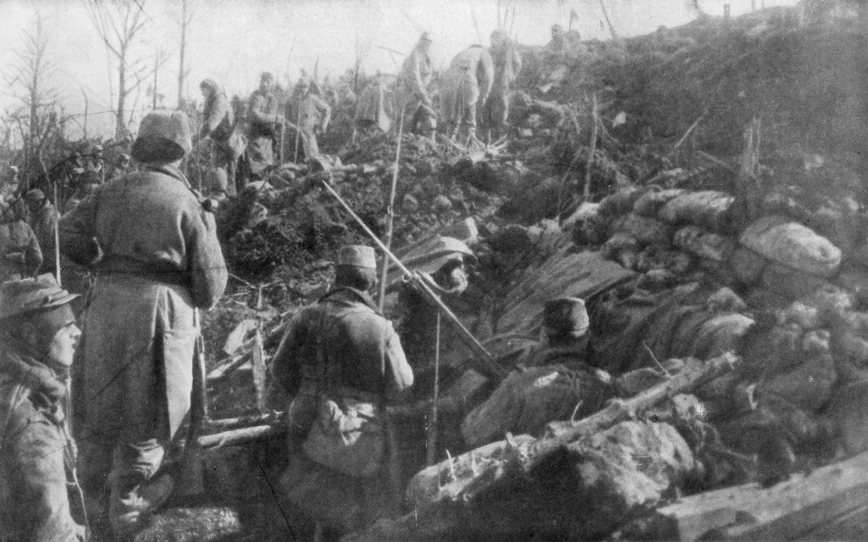Forlatte tyske skyttergraver, Eparges-ryggen, nær Verdun, Frankrike, august 1915 av Unbekannt
