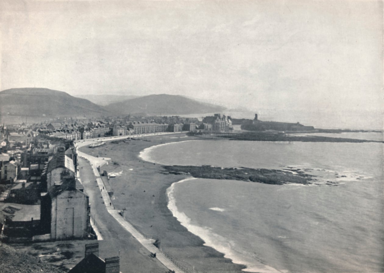 Aberystwyth - Utsikt over bukten, viser slottet og University College, 1895 av Unbekannt