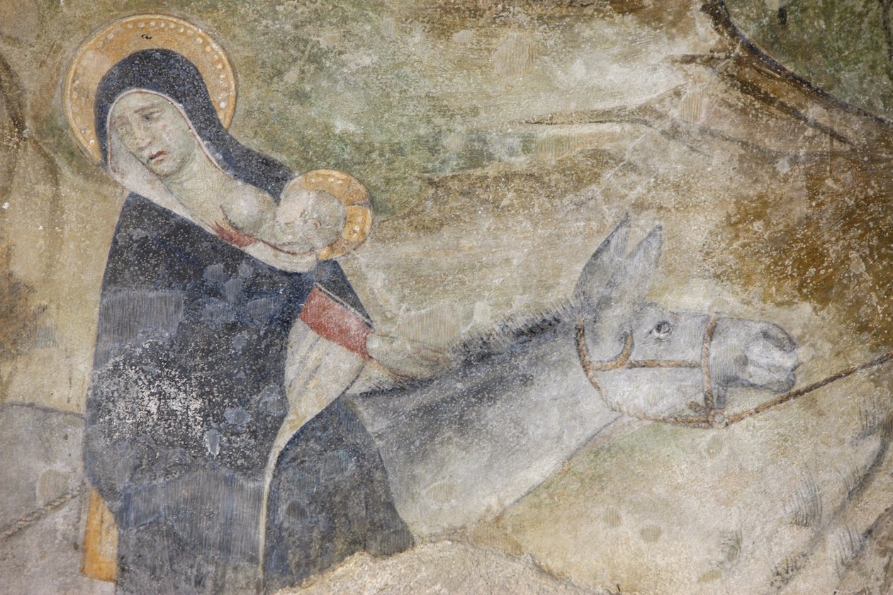 Abondance klosterkirke fresco: flyturen til Egypt, Abondance, Frankrike av Unbekannt