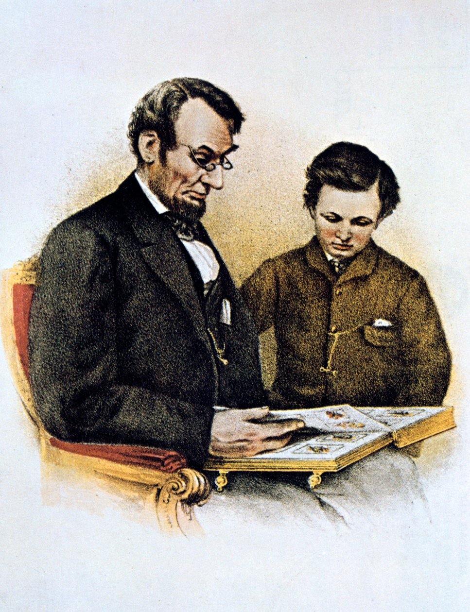 Abraham Lincoln og hans sønn Tad, 9. februar 1864 av Unbekannt