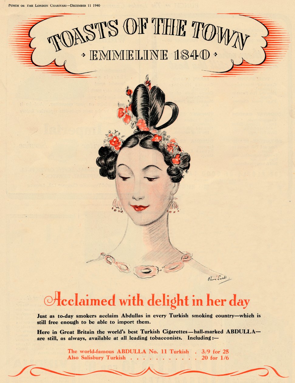 Hyldet med glede i sin tid, Toasts of the Town - Emmeline 1840, 1940 av Unbekannt