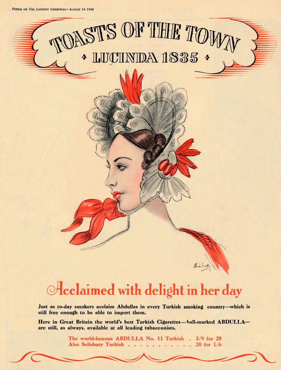 Anerkjent med glede i sin tid, Toasts of the Town - Lucinda 1835, 1940 av Unbekannt