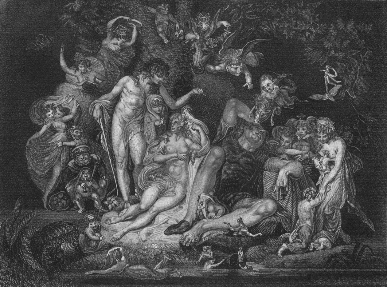 Act IV Scene i fra A Midsummer Nights Dream, c1800-tallet av Unbekannt