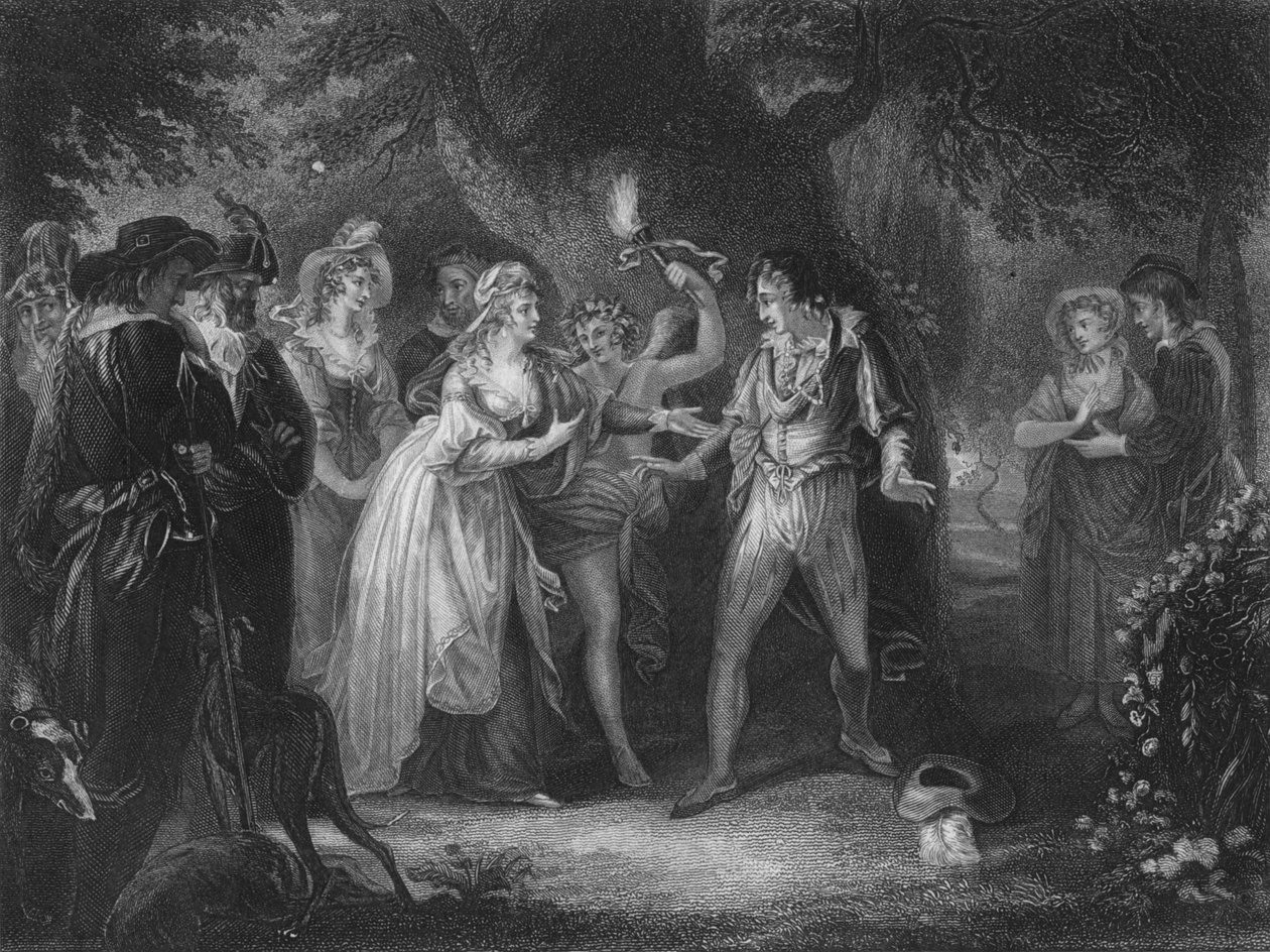 Akt V Scene IV fra As You Like It, c1800-tallet av Unbekannt