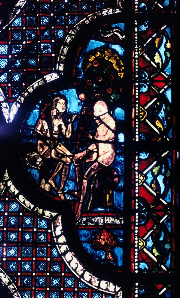 Adam og Eva, farget glass, Chartres katedral, Frankrike, 1205-1215 av Unbekannt