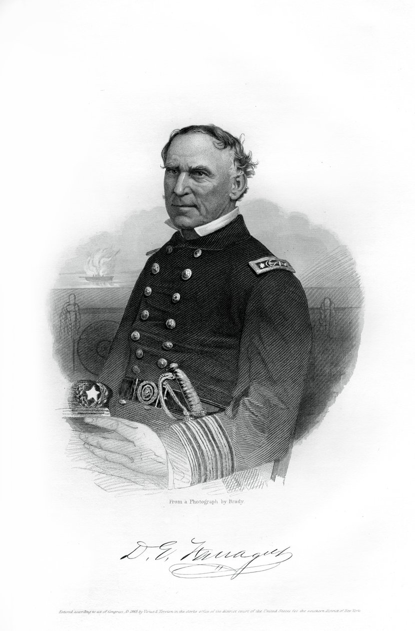 Admiral David Farragut , amerikansk marineoffiser i den amerikanske borgerkrigen, 1862-1867 av Unbekannt