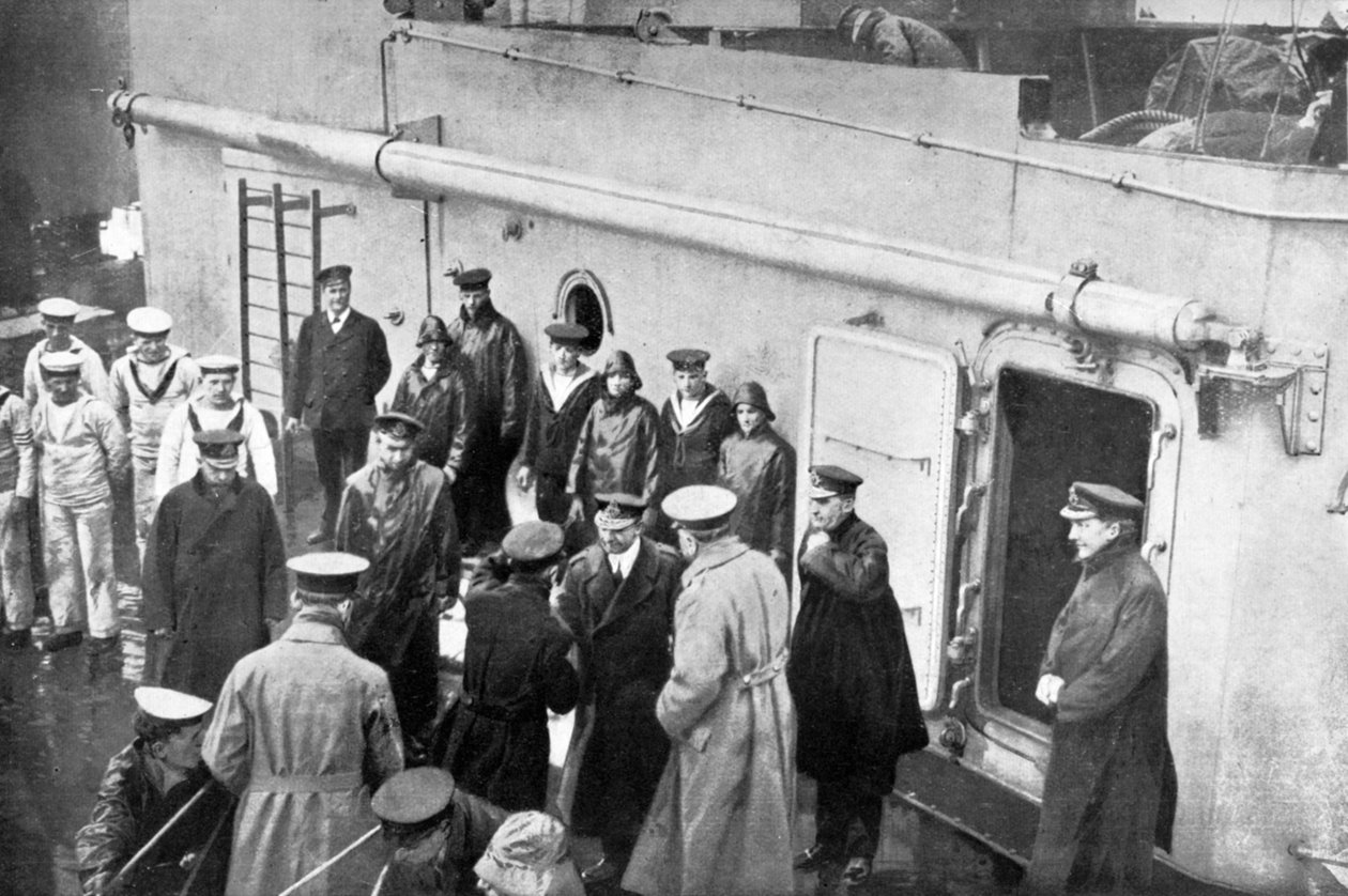 Admiral Jellico tar farvel med Lord Kitchener, første verdenskrig, 1914-1916, c1920 av Unbekannt