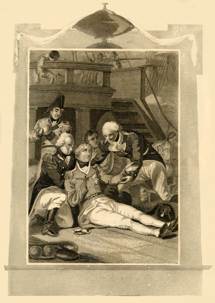 Admiral Lord Nelson ble dødelig såret på seieren i slaget ved Trafalgar, 1805, 1816. av Unbekannt