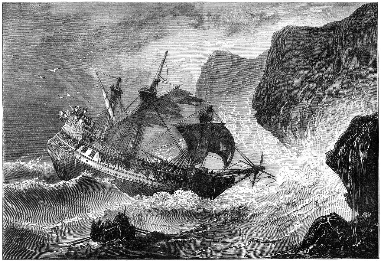 Admiral Somers kjører skipet sitt i land, Bermuda, 1609 c1880 av Unbekannt