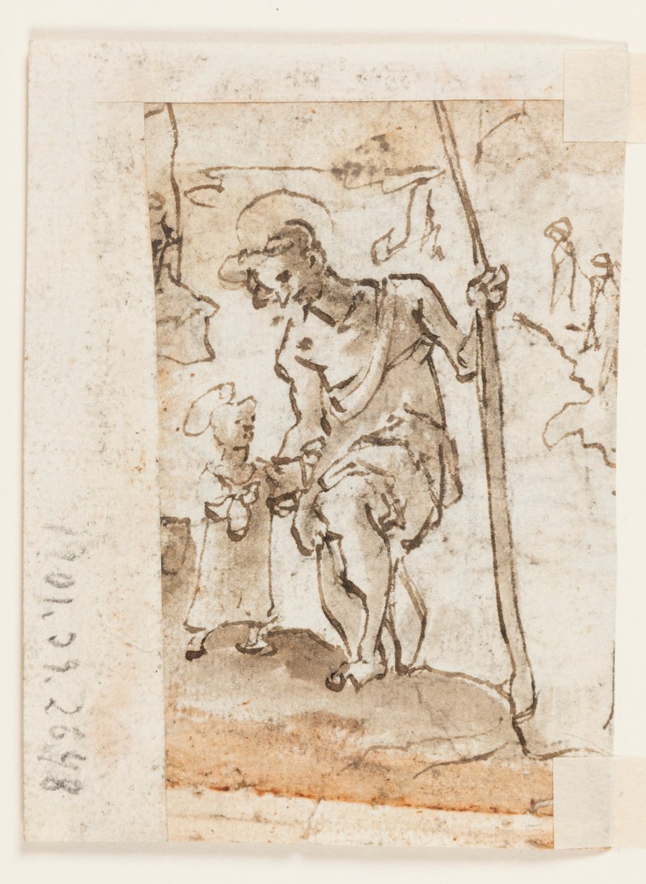 Tilbedelse av magi, St. Christopher og Christ Child av Unbekannt