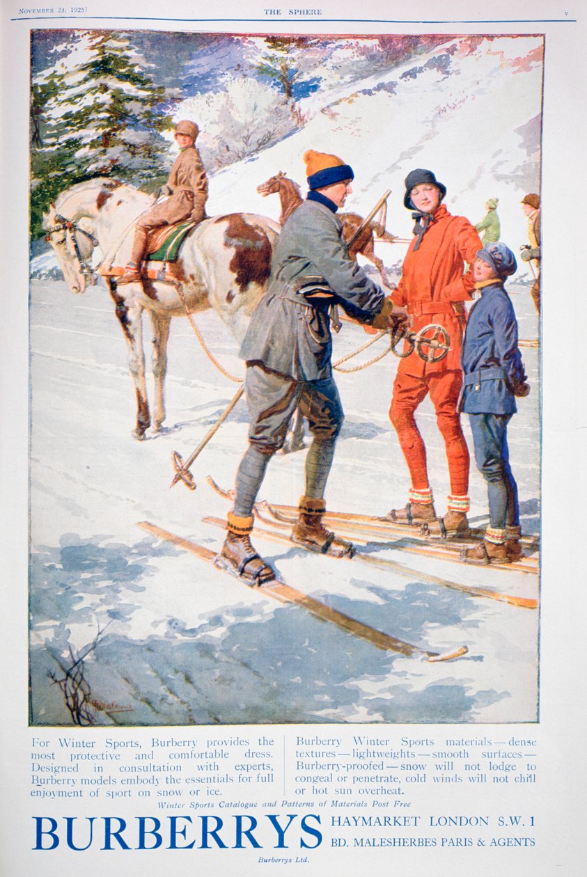 Annonse for Burberry vintersportskjole, 1925 av Unbekannt