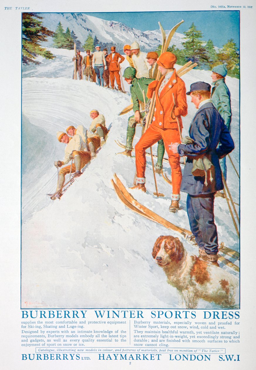 Annonse for Burberry vintersportskjole, 1928 av Unbekannt