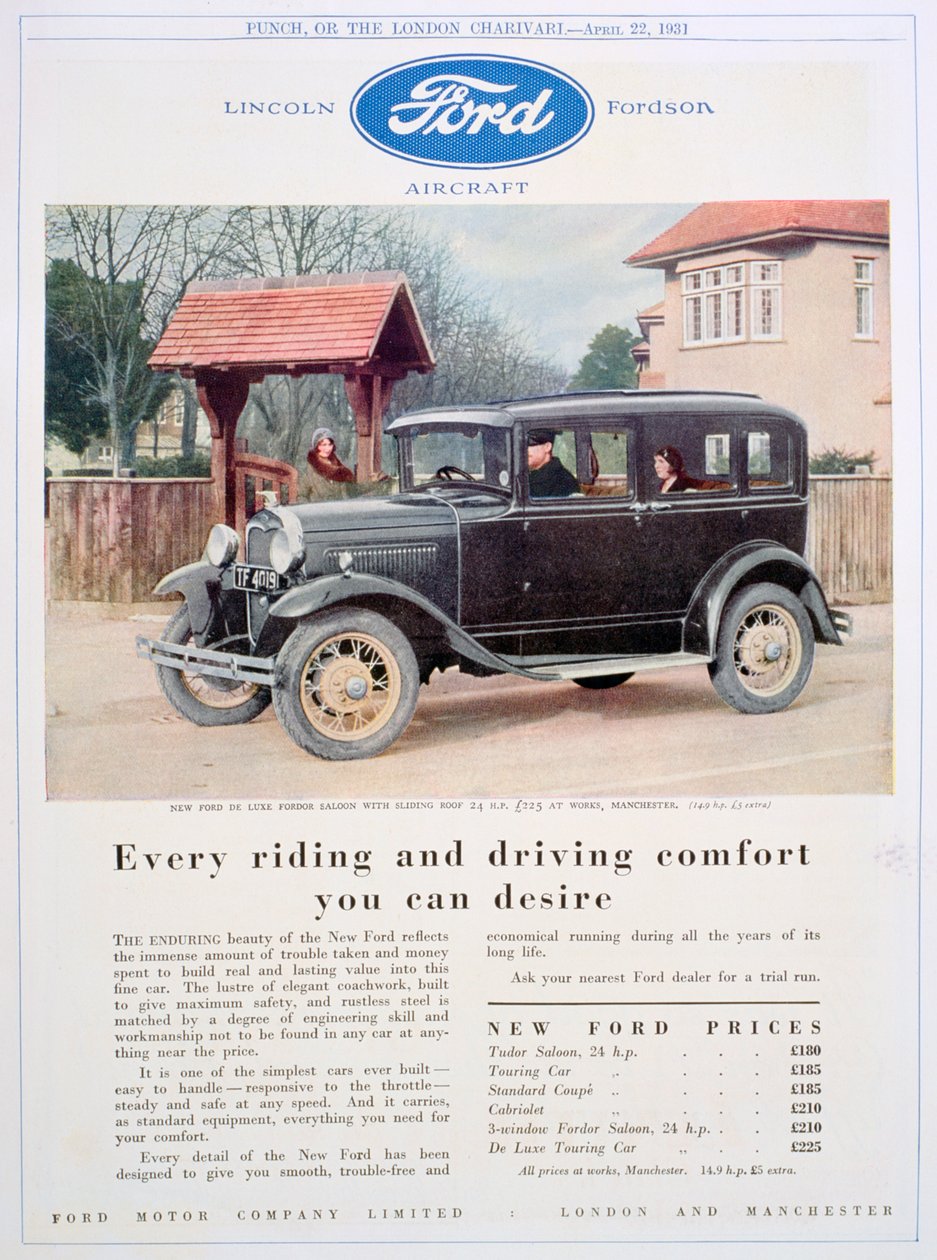 Annonse for Ford-biler, 1931 av Unbekannt