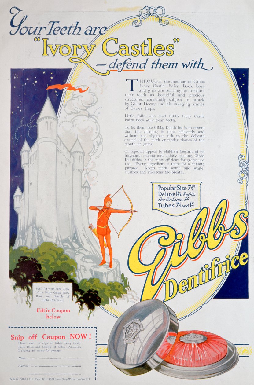 Annonse for Gibbs Solid Dentifrice, 1922 av Unbekannt