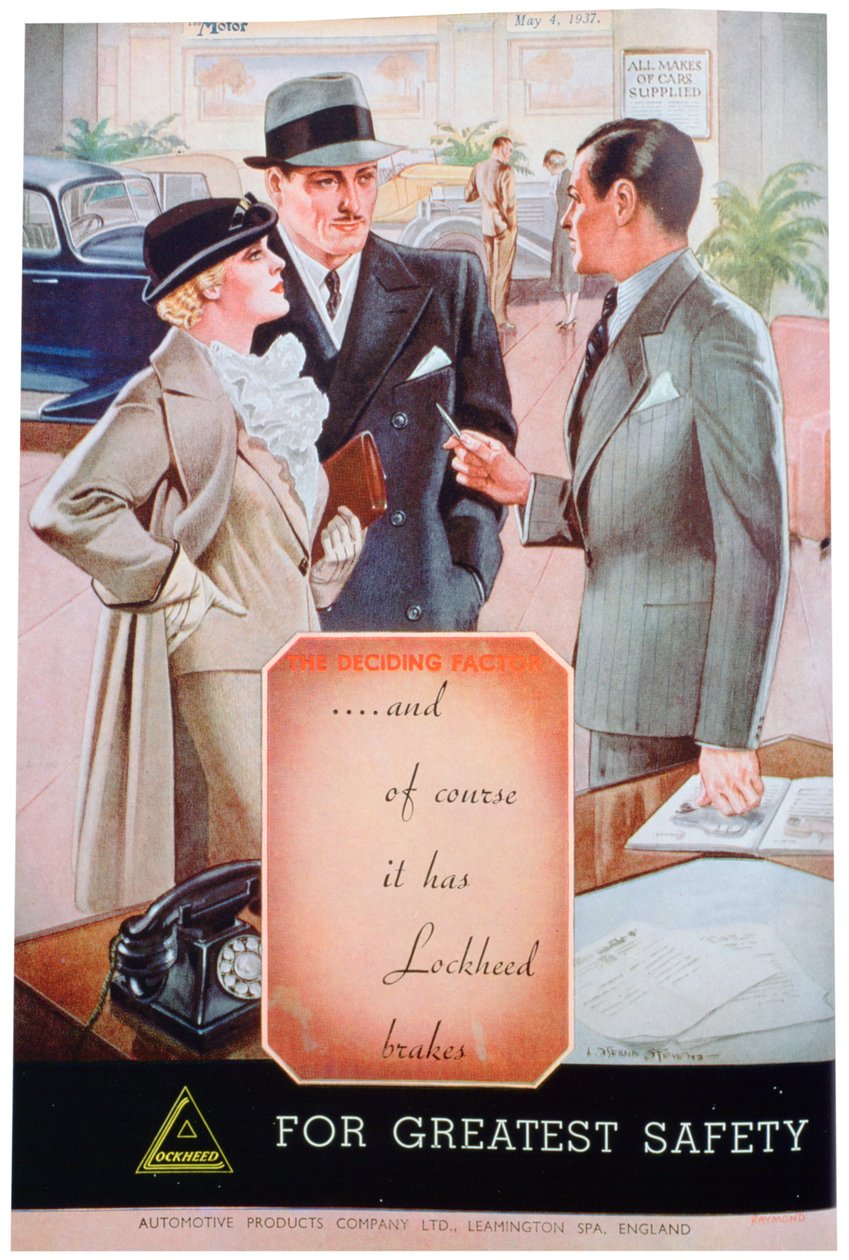 Annonse for Lockheed-bilbremser fra Automotive Products fra Leamington Spa, 1937 av Unbekannt
