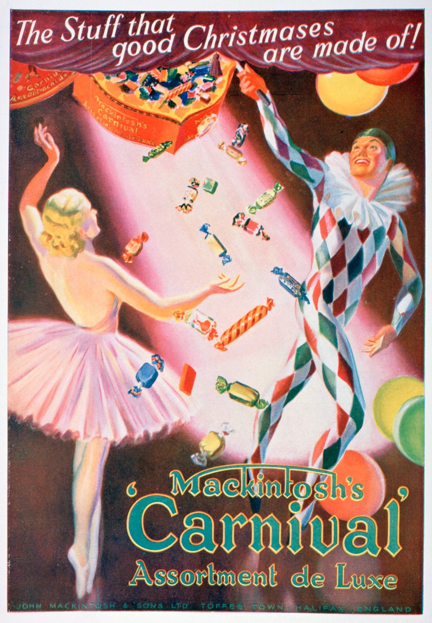 Annonse for Mackintoshs Carnival fløtekaramell, 1935 av Unbekannt