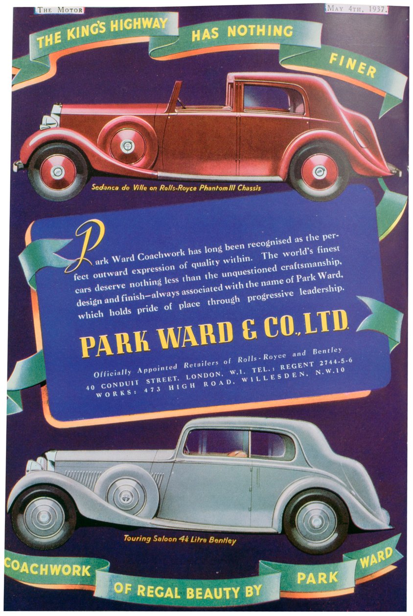 Annonse for Park Ward and Co bilkarosseri, 1937 av Unbekannt