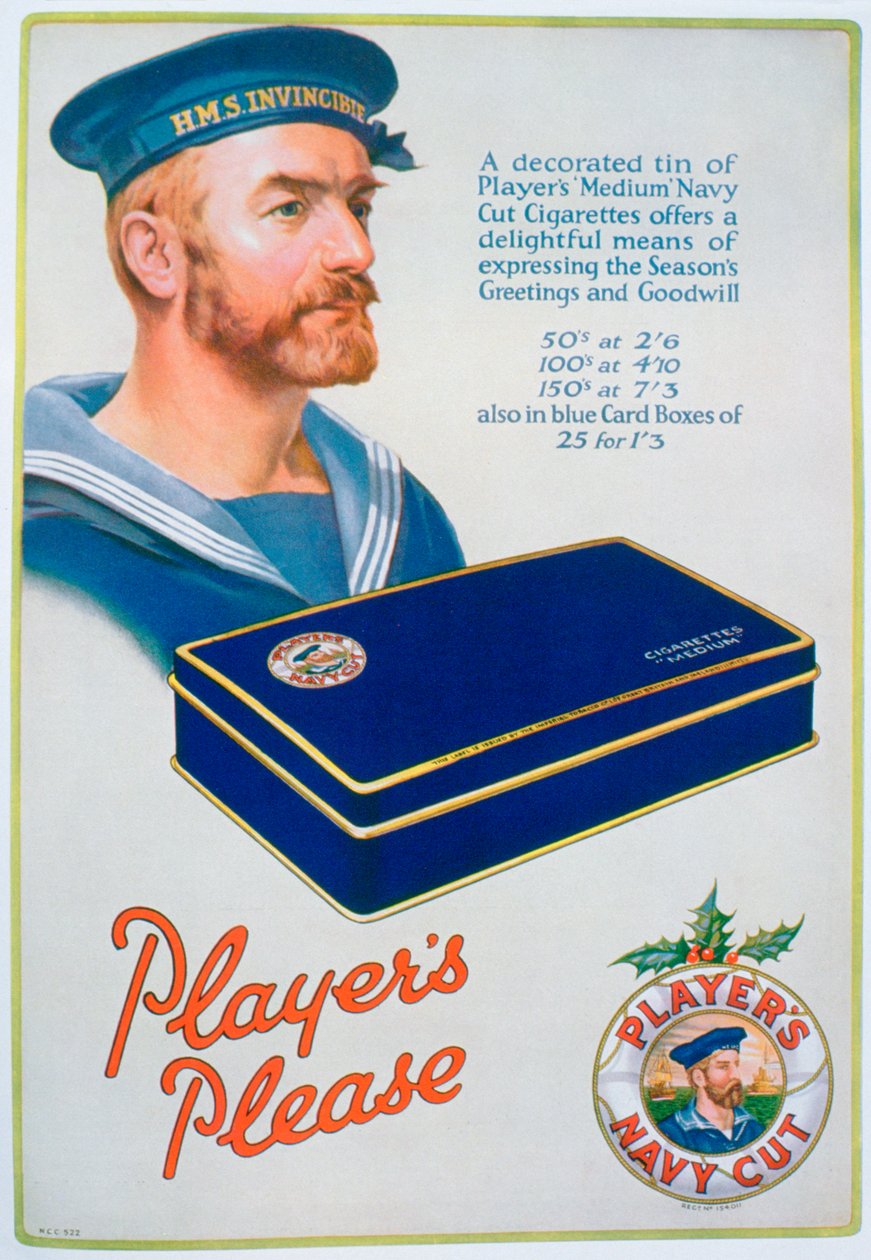 Annonse for Players Navy Cut-sigaretter, 1928 av Unbekannt