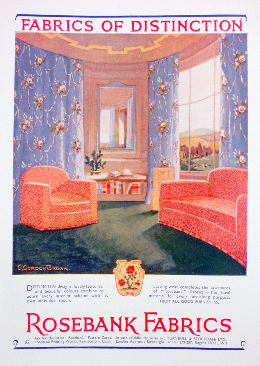Annonse for Rosebank Fabrics, 1935 av Unbekannt