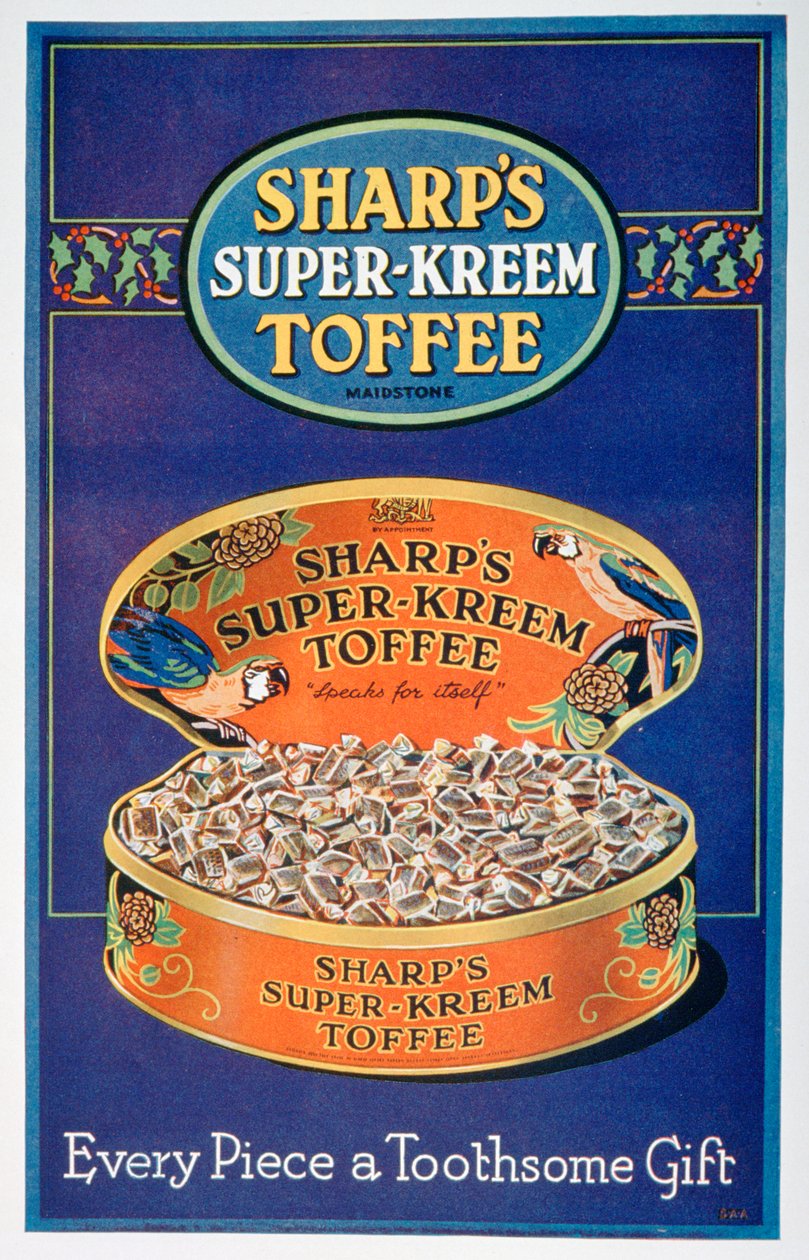 Annonse for Sharps Super-Kreem Toffee, 1928 av Unbekannt