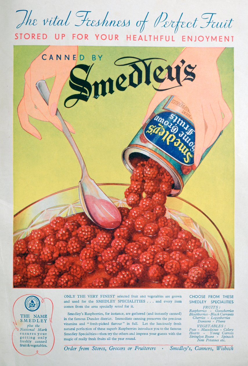 Annonse for Smedleys hermetiske frukt, 1936 av Unbekannt