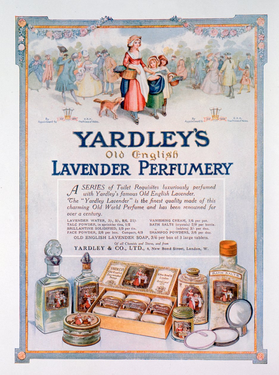Annonse for Yardleys Old English Lavender-parfymeri, 1923 av Unbekannt