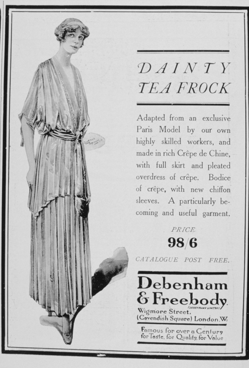 Annonse for tekjoler av Debenham og Freebody, 1916 av Unbekannt