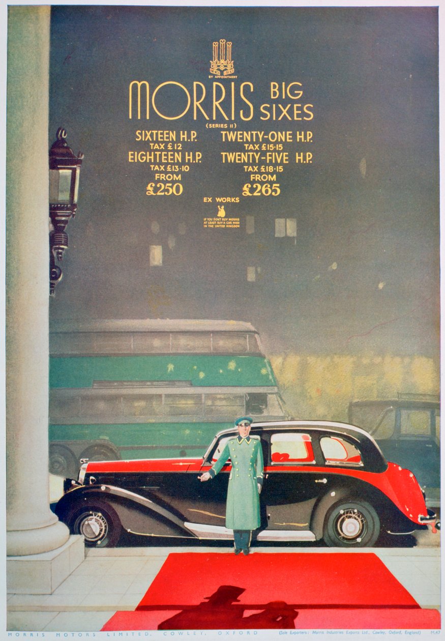 Annonse for Morris Big Six-bilen, 1936 av Unbekannt