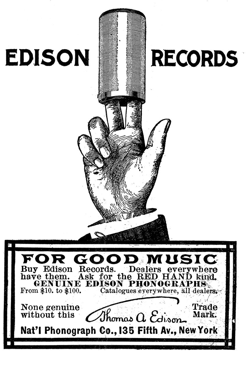 Annonse for Edison fonografsylinderopptak, 1900 av Unbekannt