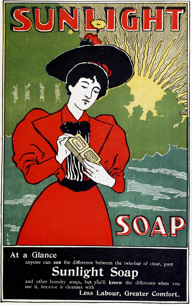 Annonse for Sunlight husholdningssåpe, c1890 av Unbekannt