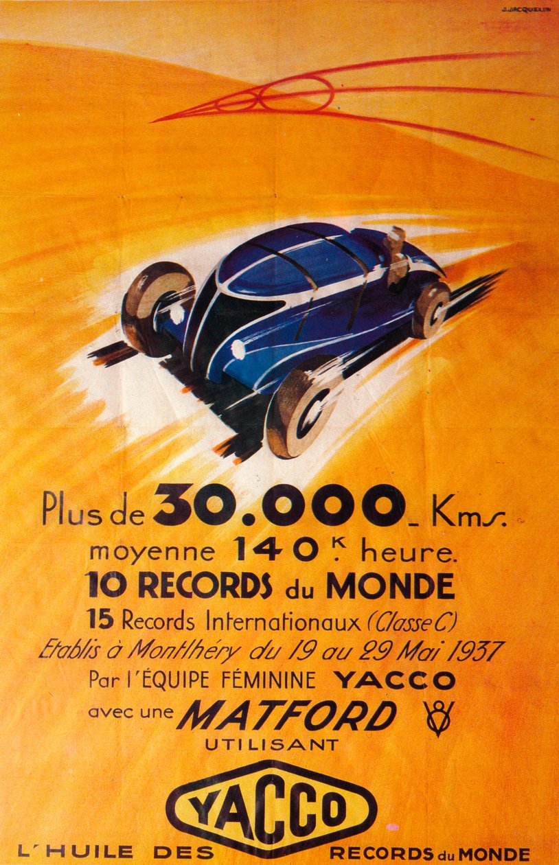 Annonse for Yacco motorolje, c1937 av Unbekannt