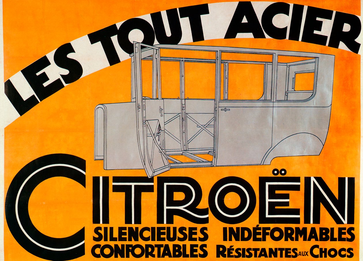Annonse for Citroen-biler i helt stål, c1924 av Unbekannt
