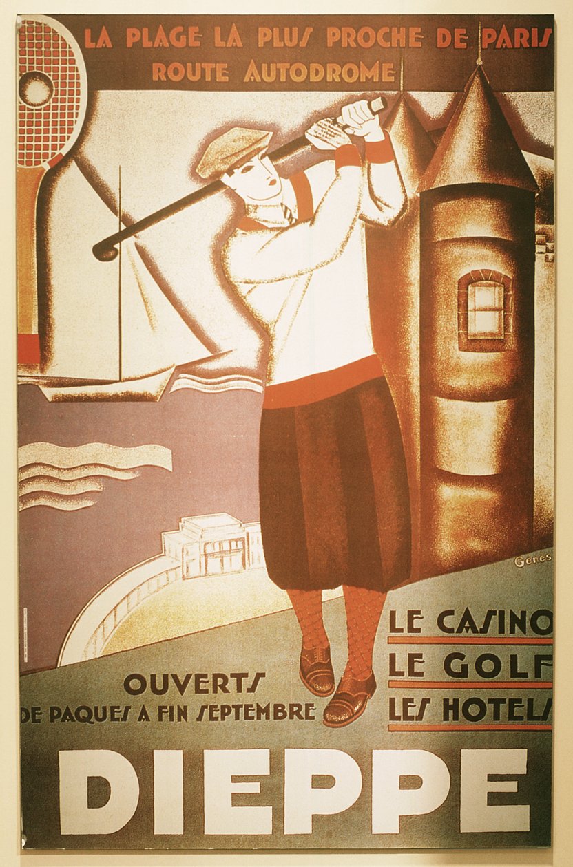 Annonse for golfanlegg i Dieppe, ca 1920-tallet av Unbekannt