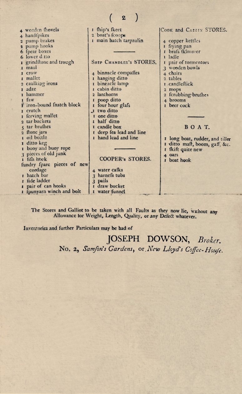 Annonse for salg av Candle i Lloyds, 1796, 1928 av Unbekannt
