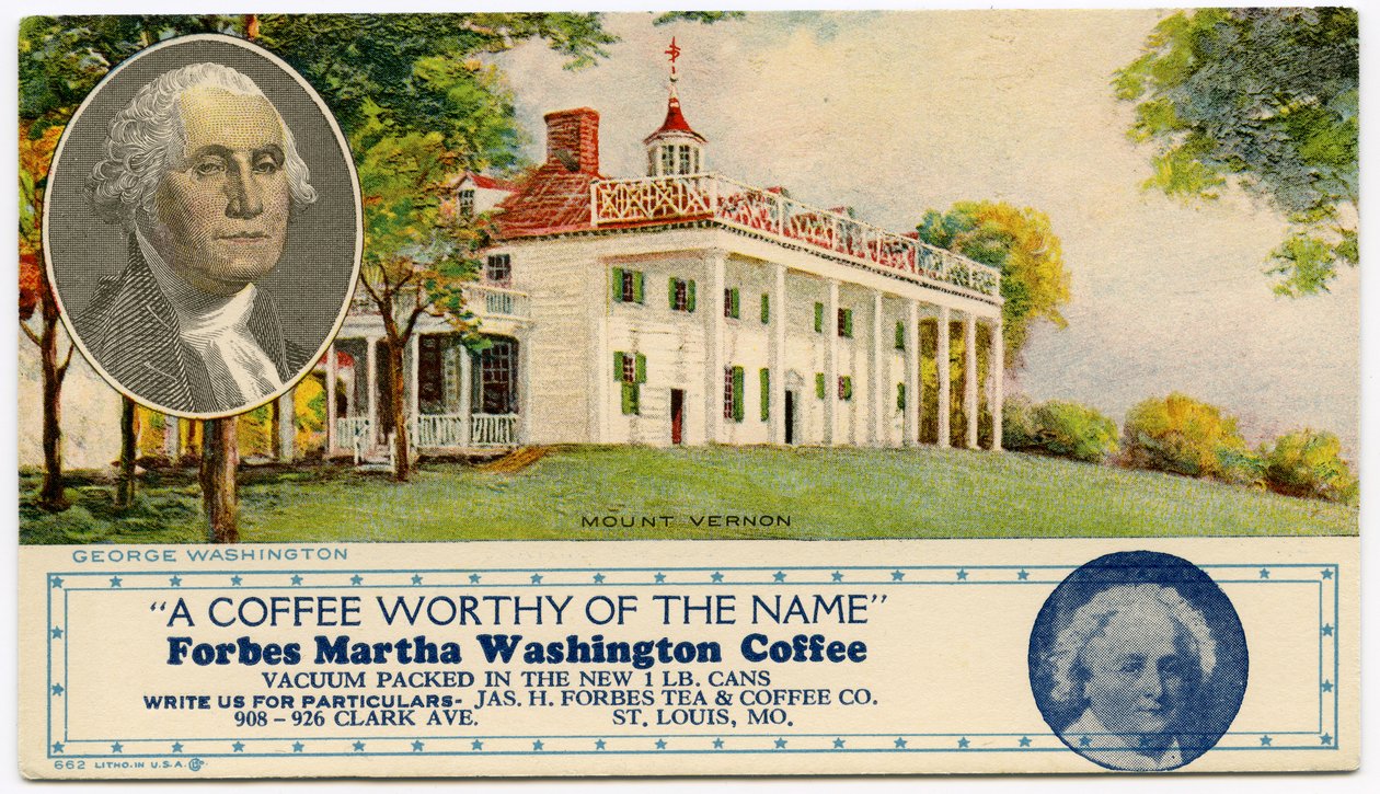 Annonsekort for Forbes Martha Washington Coffee av Unbekannt