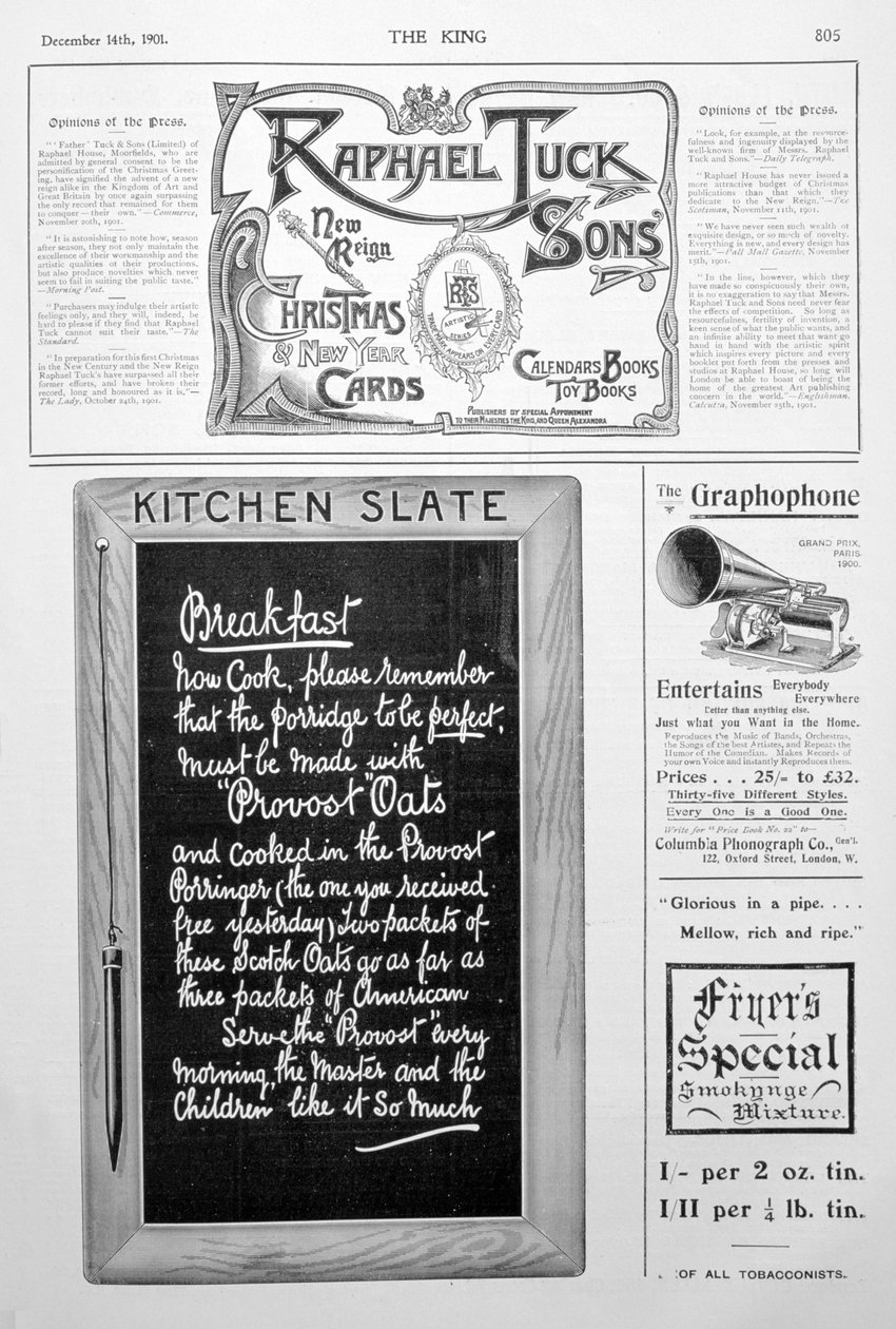 Annonseside fra Kongebladet, 14. desember 1901 av Unbekannt
