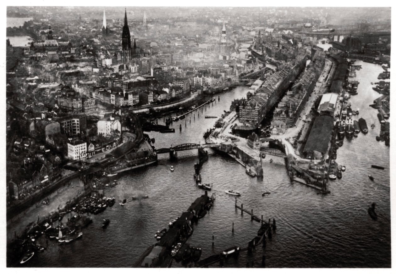 Luftfoto av Hamburg havn, Tyskland, fra en Zeppelin, c1931 1933 av Unbekannt
