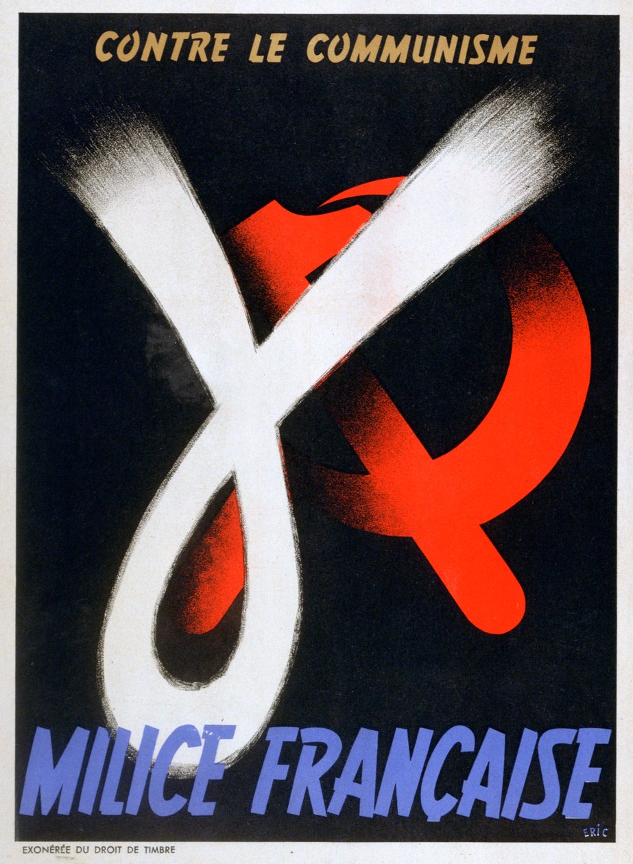 Against Communism, plakat for den franske Milice, 1943-1944 av Unbekannt
