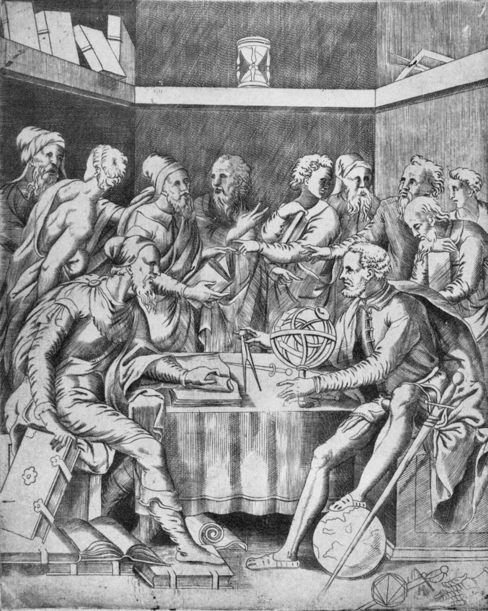 Agrippa instruerer sine elever matematisk, 1553, 1936 av Unbekannt