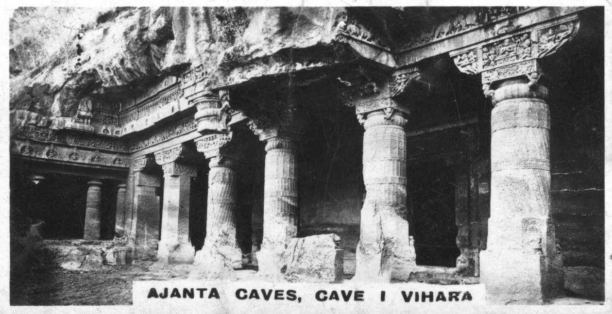 Ajanta-hulene, Vihara, Maharashtra, India, c1925 av Unbekannt