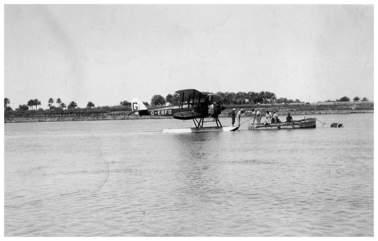 Alan Cobhams De Havilland DH50 lander på Tigris, Irak, 1926 av Unbekannt
