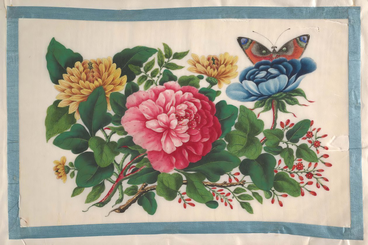 Album som inneholder tolv malerier av blomster, 1800-tallet. av Unbekannt