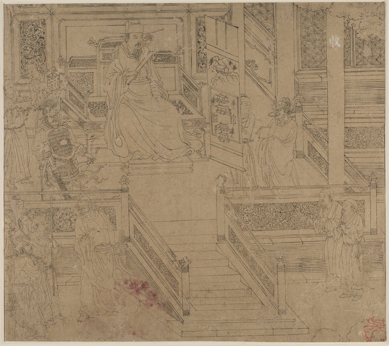 Album med daoistiske og buddhistiske temaer: Kings of Hells: Leaf 29, 1200-tallet. av Unbekannt