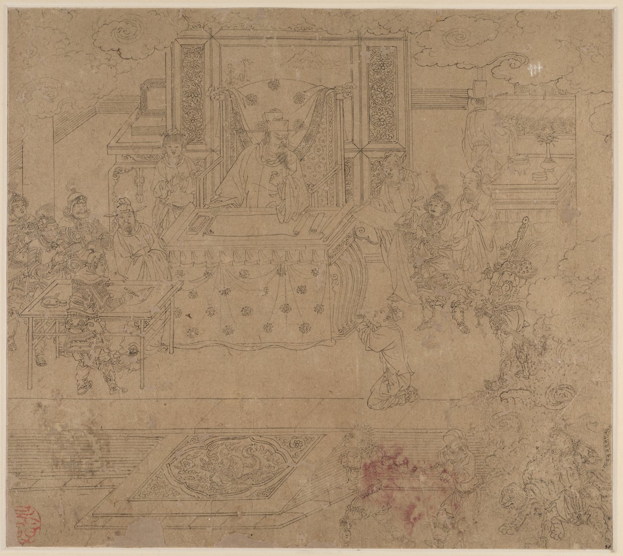 Album med daoistiske og buddhistiske temaer: Kings of Hells: Leaf 30, 1200-tallet. av Unbekannt