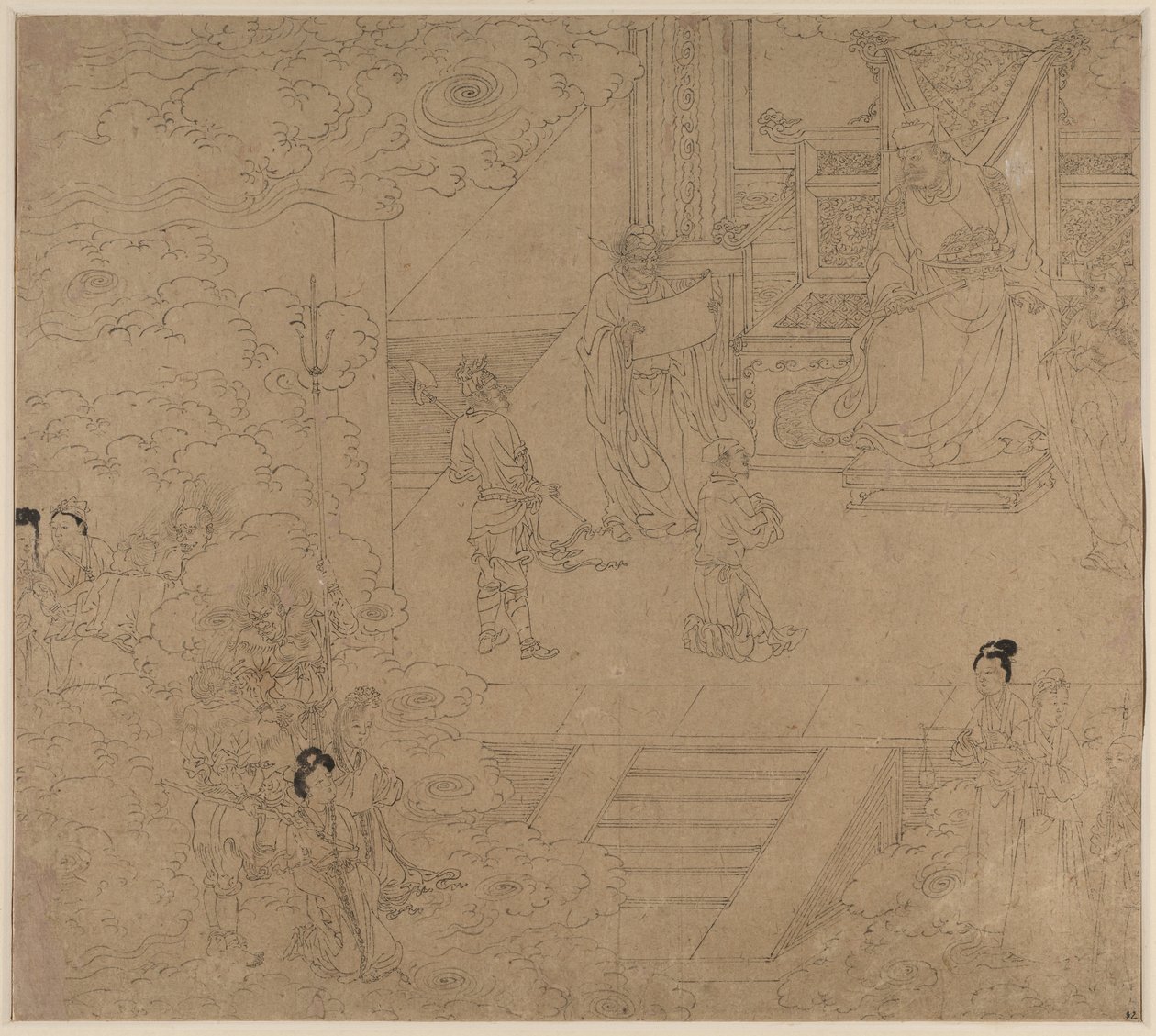 Album med daoistiske og buddhistiske temaer: Kings of Hells: Leaf 32, 1200-tallet. av Unbekannt