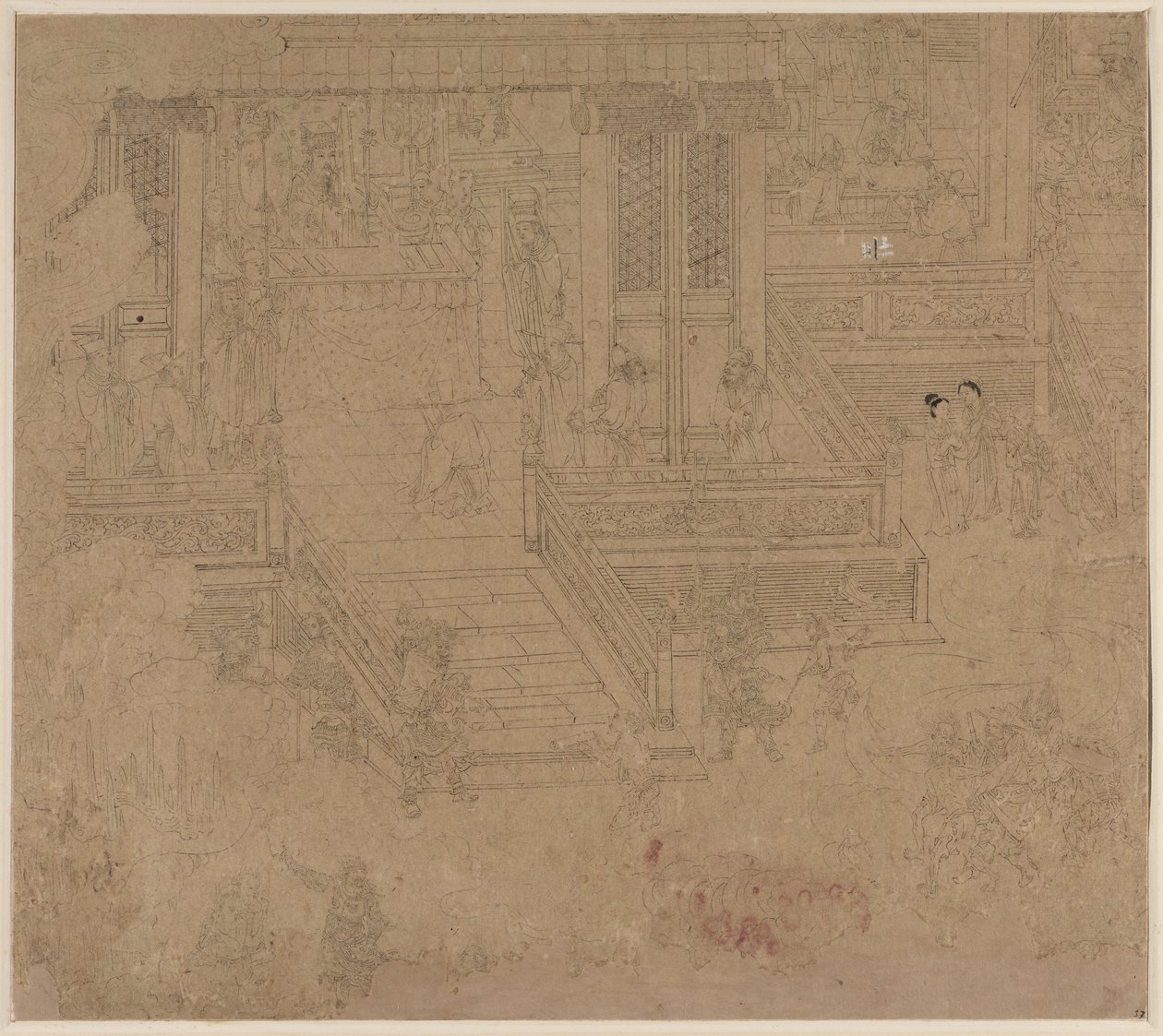 Album med daoistiske og buddhistiske temaer: Kings of Hells: Leaf 37, 1200-tallet. av Unbekannt