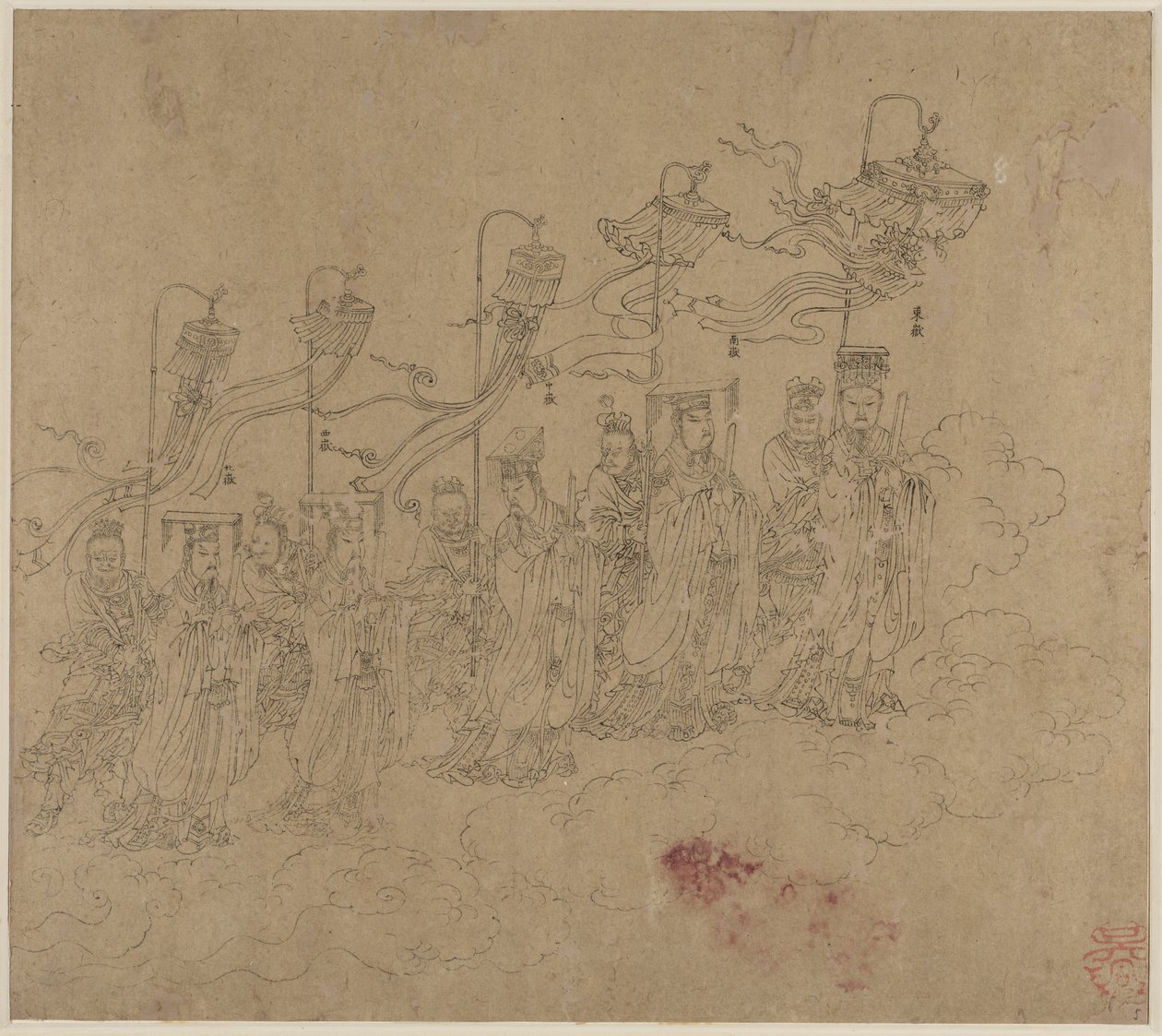 Album med daoistiske og buddhistiske temaer: Procession of Daoist Deities: Leaf 5, 1200-tallet. av Unbekannt